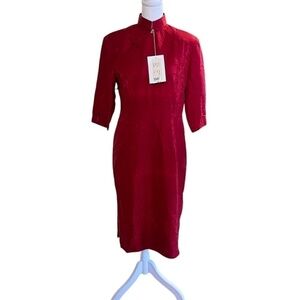 Yue Hwa Padded Red Silk Kimono style Dress